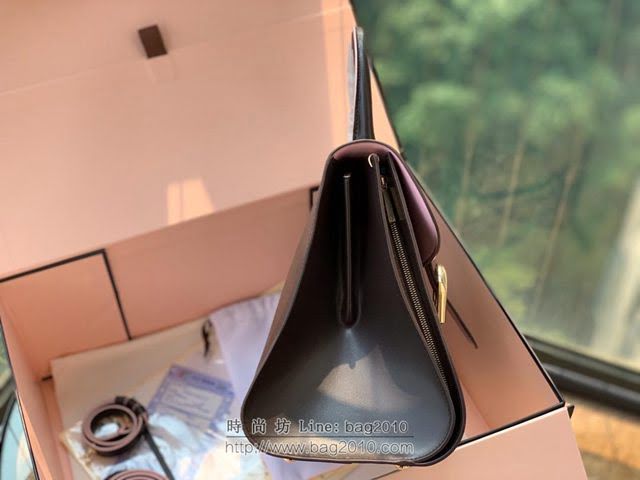 DELVAUX女包 Magic bag風琴系列 德爾沃女手提包 原版Box皮 中號 Delvaux女單肩包 Dv0028風琴 巧克力色  fcs1247